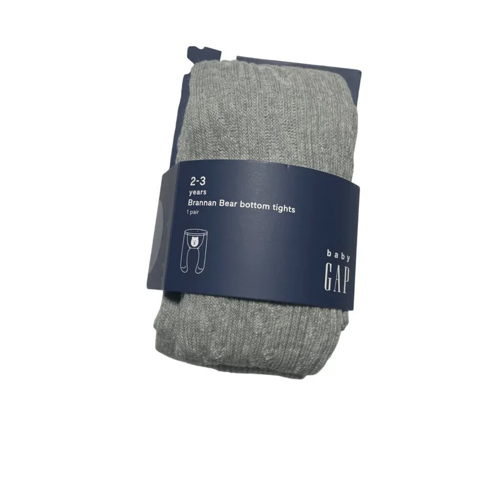 Baby Gap‎ Brannan Bear Bottom Tights 2-3 Years Gray Ribbed Soft Cotton Blend